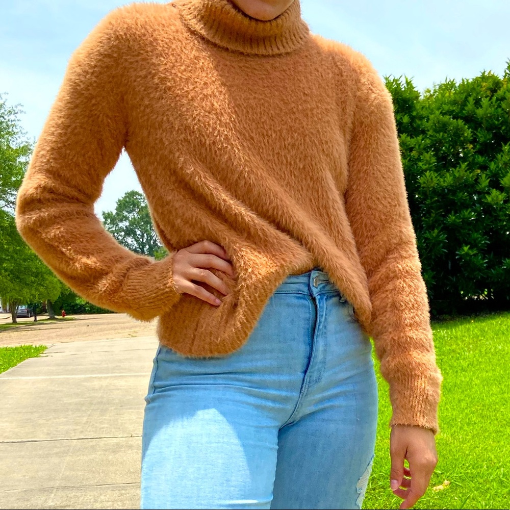 Faux Fur Turtleneck Sweater